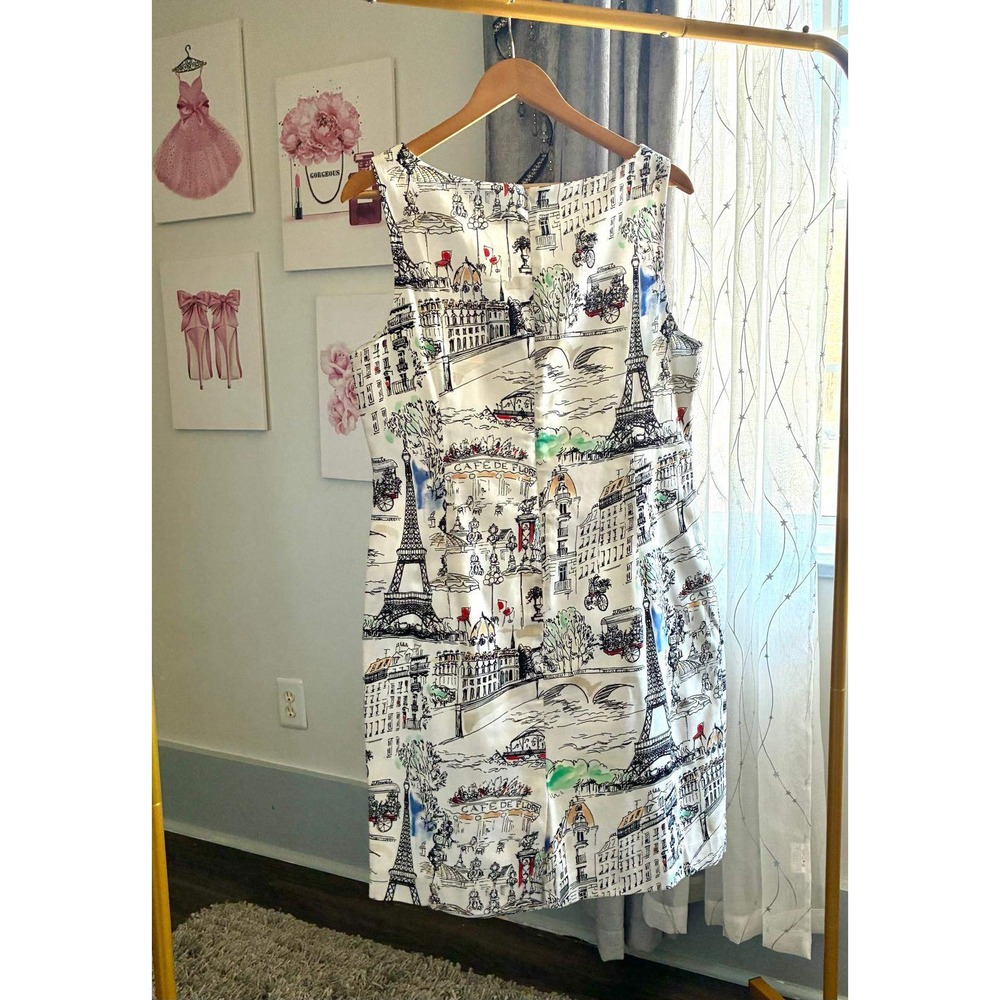 NorthStyle Paris Cityscape Eiffel Tower Print Sleeveless Sheath Dress Size 12